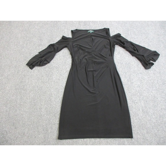 Lauren Ralph Lauren Dresses & Skirts - Lauren Ralph Lauren Dress Womens 4 Black Cold Shoulder Ruffle Sleeve Sheath LBD‎